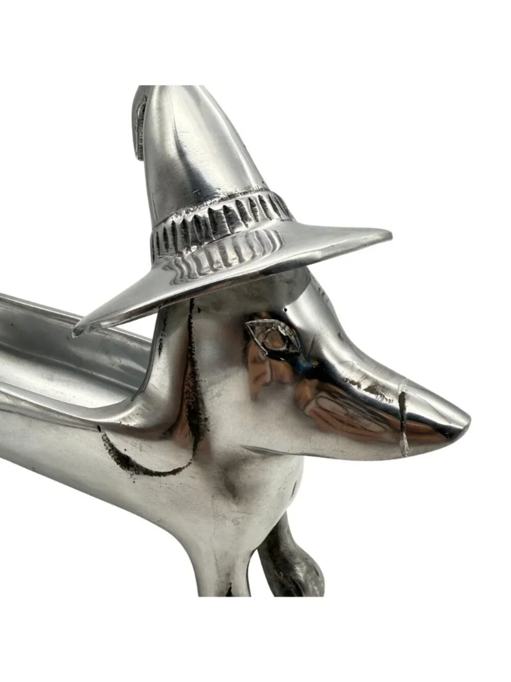 Halloween Dachshund Weiner Dog Witch Silver Metal 3D Candy Treat Serving Tray